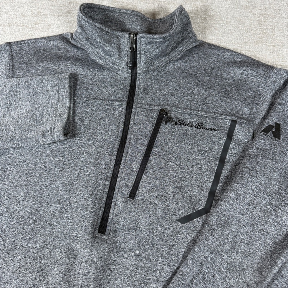 NEW Eddie Bauer 1/4 Zip L/S Pullover Mens L Gray First Ascent Performance Top